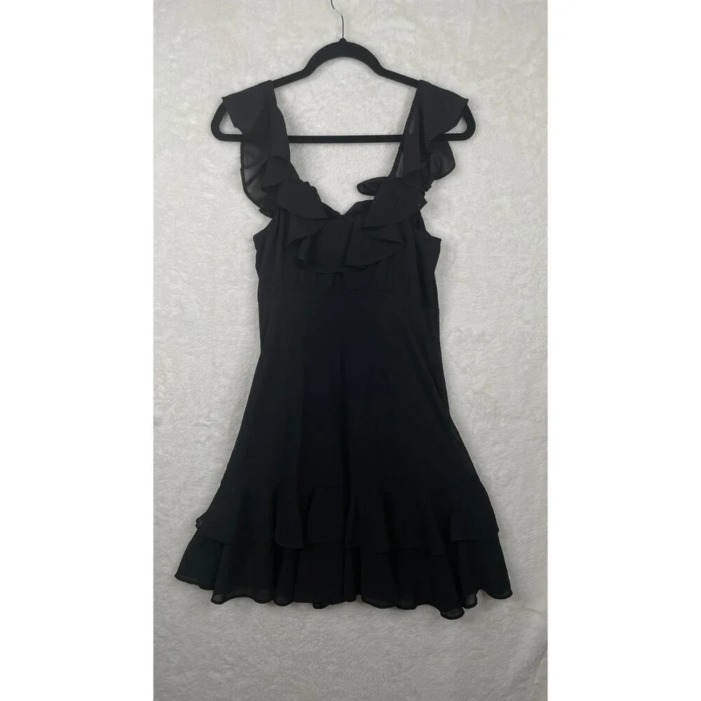 Abercrombie & Fitch Black Dress M Medium Ruffle Tiered Sleeveless Mini Short NWT - Picture 4 of 13